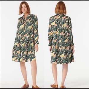 NWT J. Crew Navy Saffron Giraffe Shirtdress